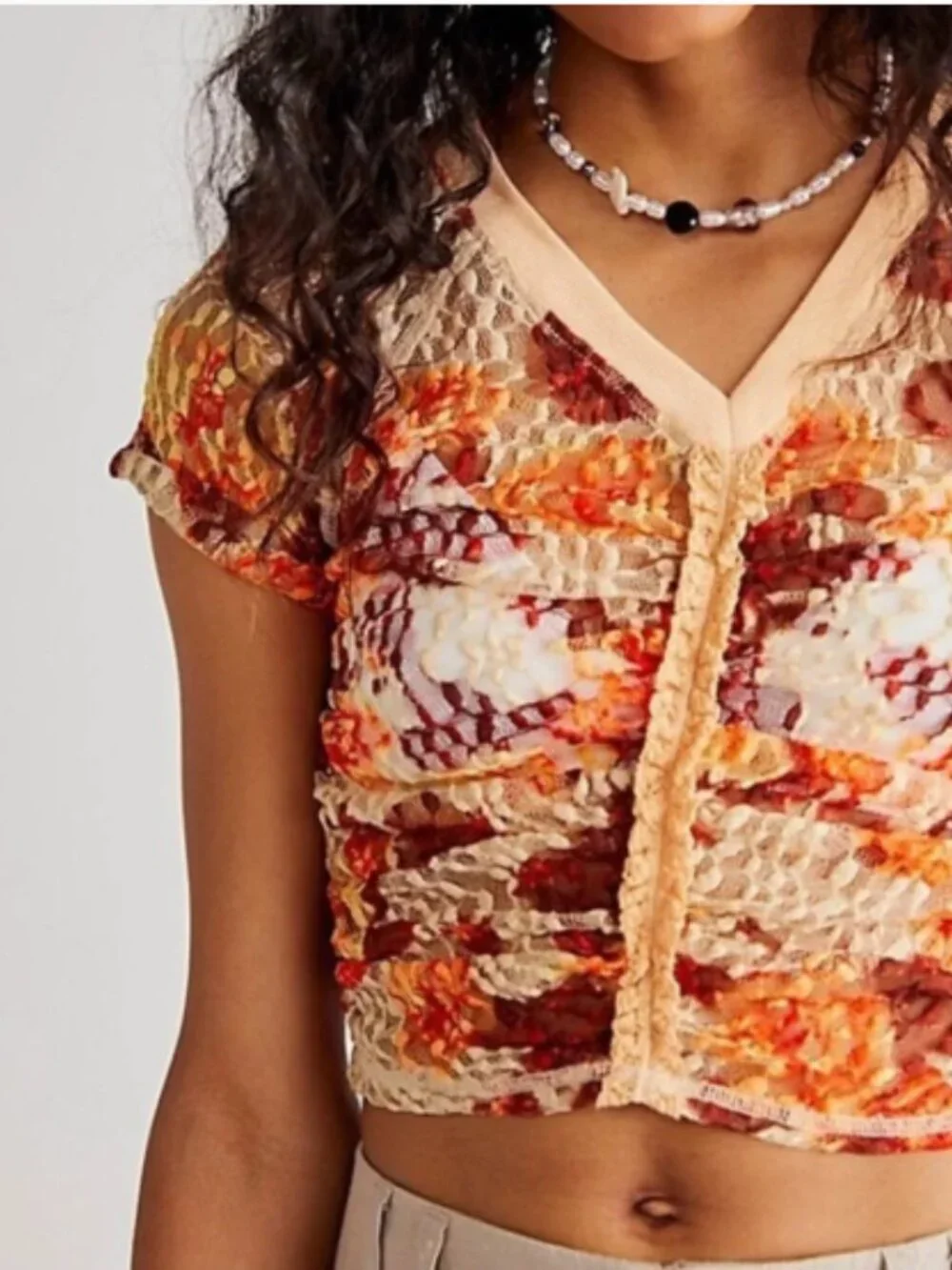 Free People Solana Sheer Lace Top Shirt